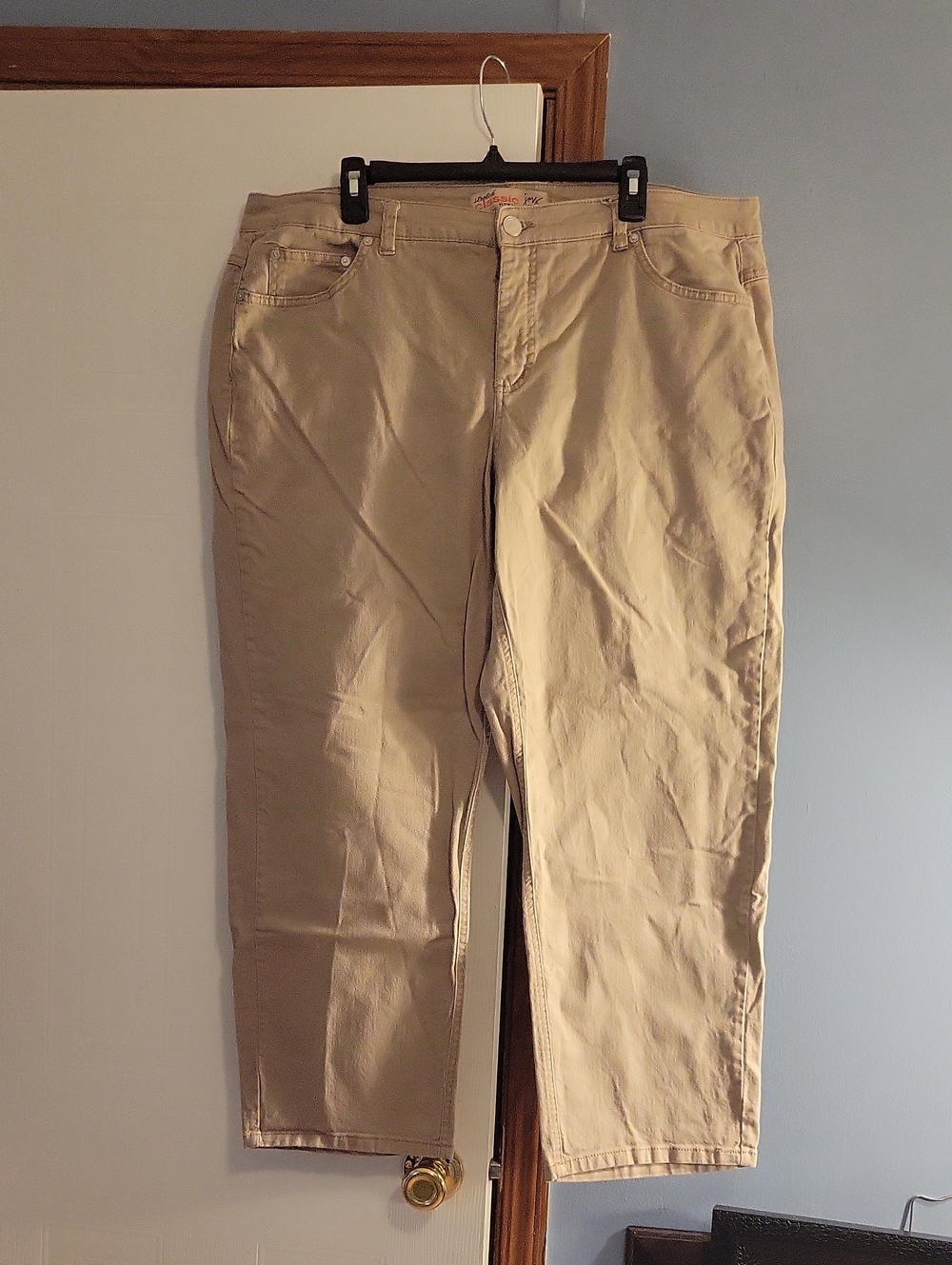 Just My Size Women's Classic Stretch  Beige Straight-Leg Pants Size 22W Short